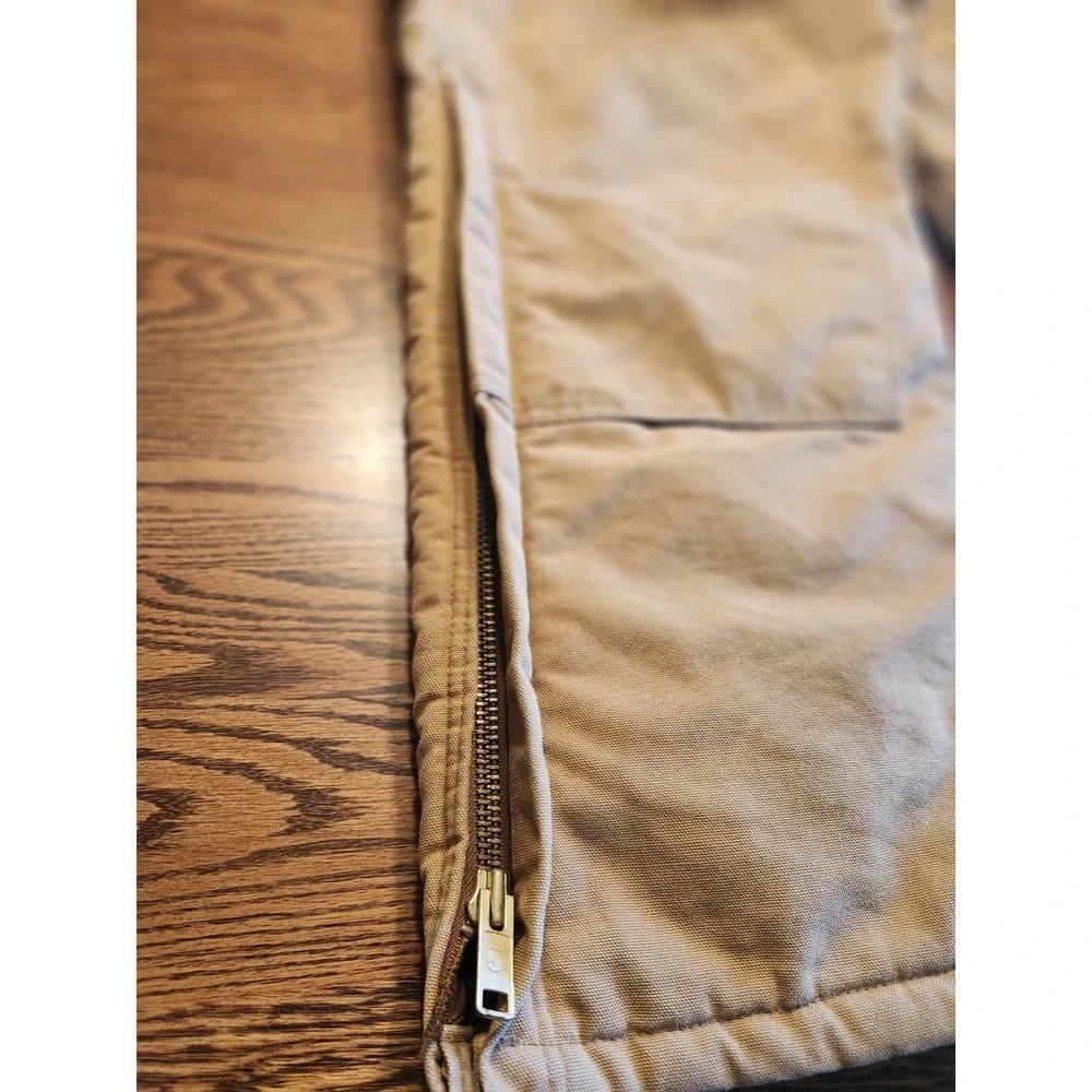 Carhartt Overalls‎ Mens 50x32 Quilt Lined Work Bib Pants R03 Brown Double Knees